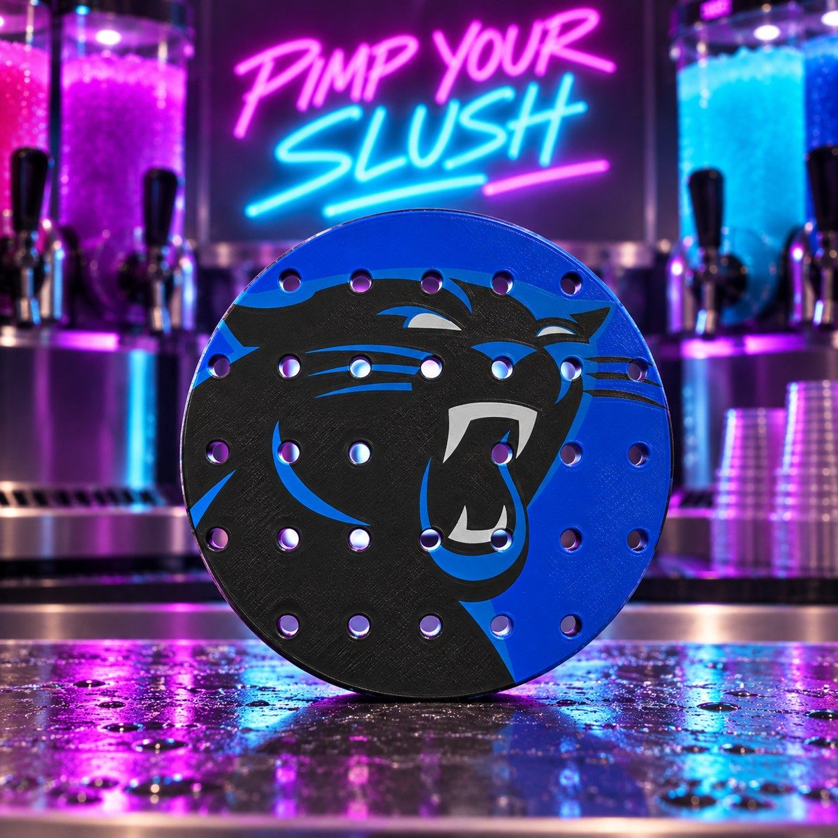 CLASSIC 1/5 – Égouttoir Carolina Panthers – fond néon