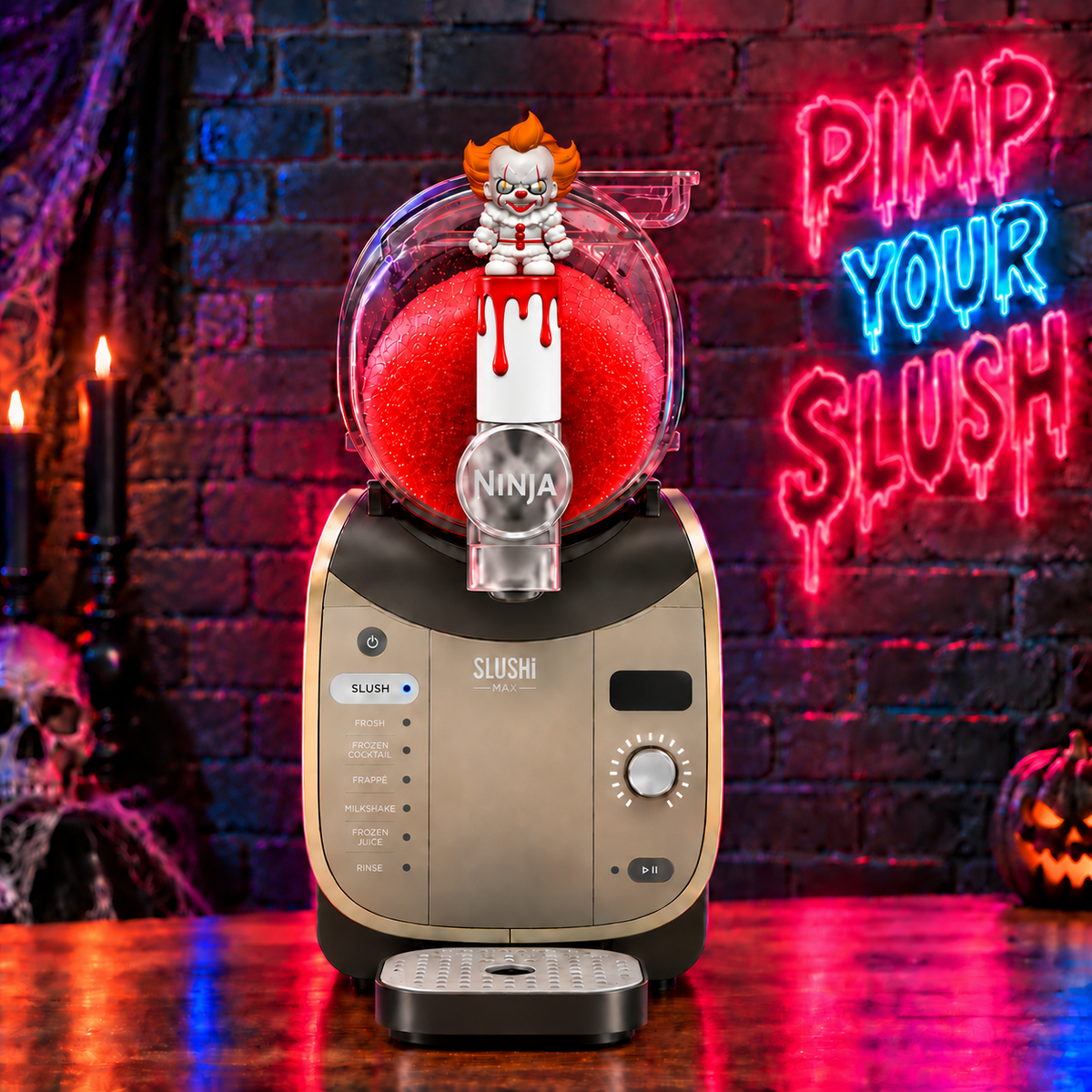 Manchon clown sanglant installé sur Ninja SLUSHi MAX