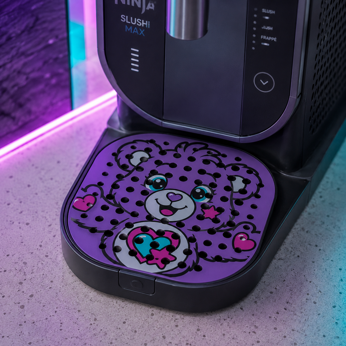 Égouttoir Ourson violet installé sur Ninja SLUSHi MAX