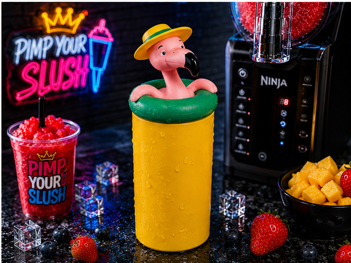 ninja slushi handle covers pink flamingo