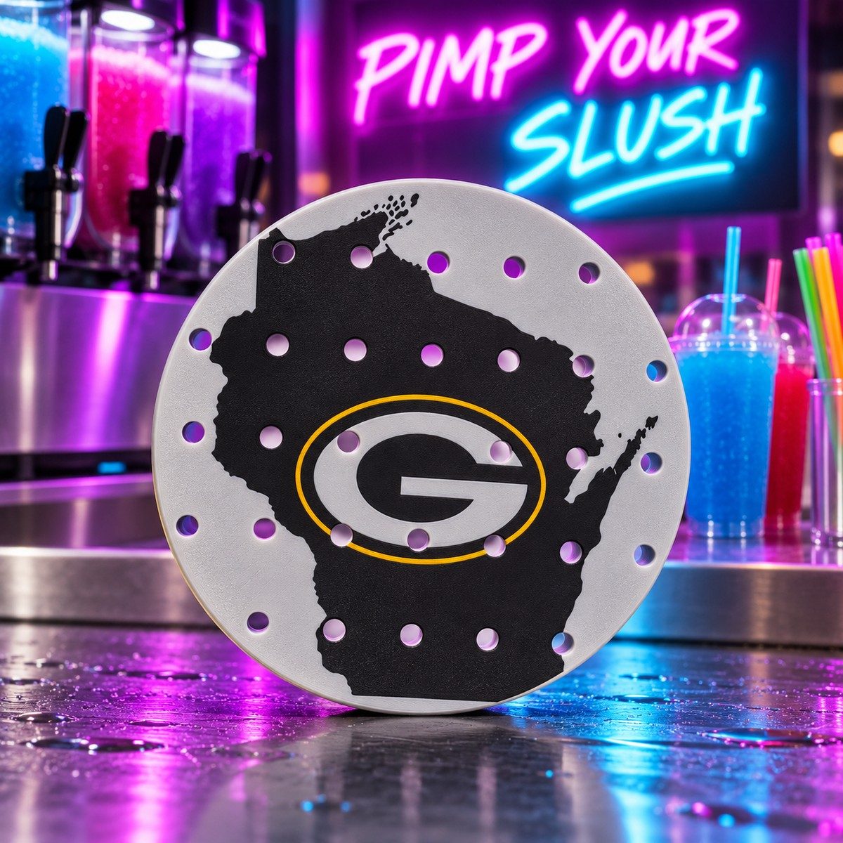 CLASSIC 1/5 – Égouttoir Green Bay Packers – fond néon