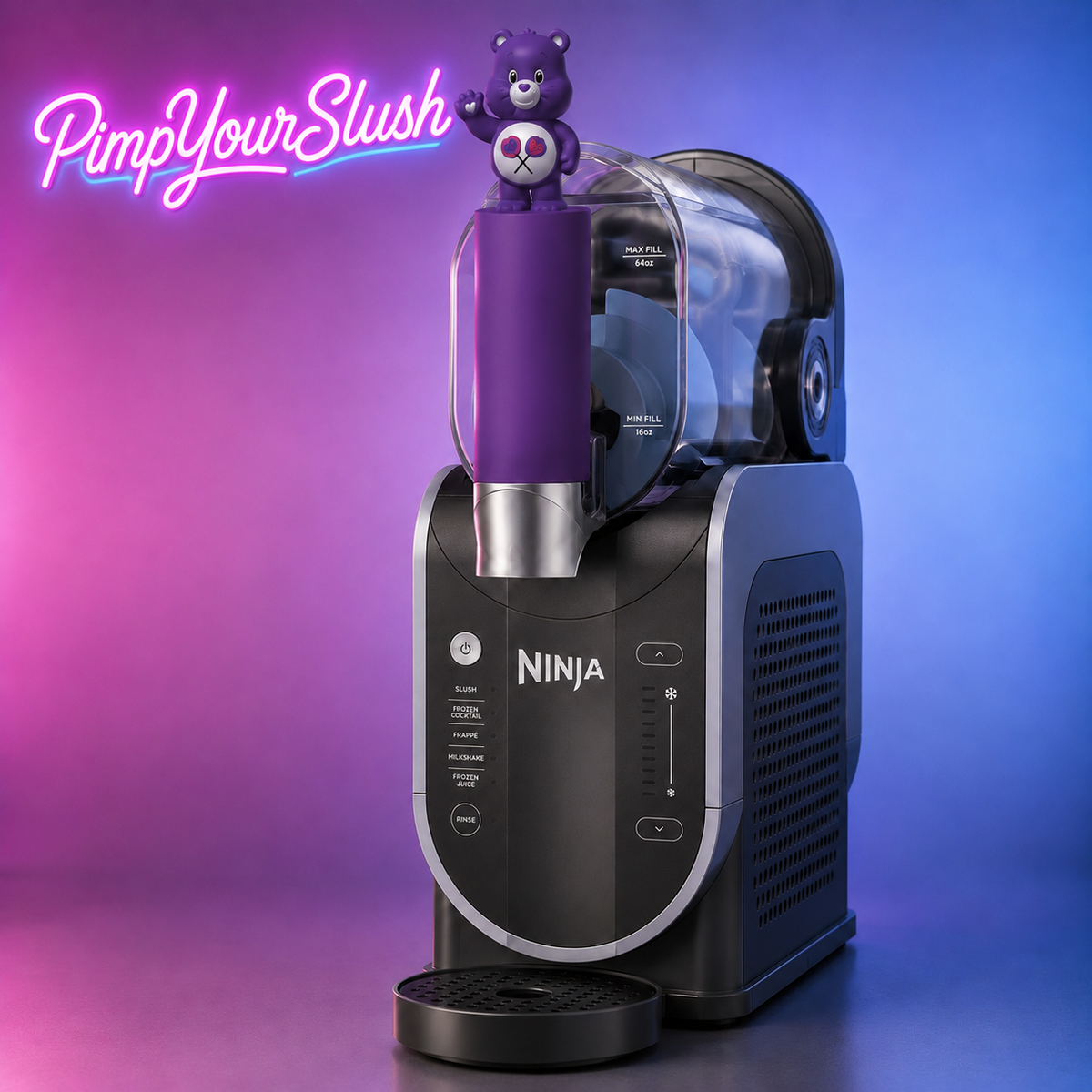 Manchon Ours aux sucettes installé sur Ninja Slush, vue trois quarts droite