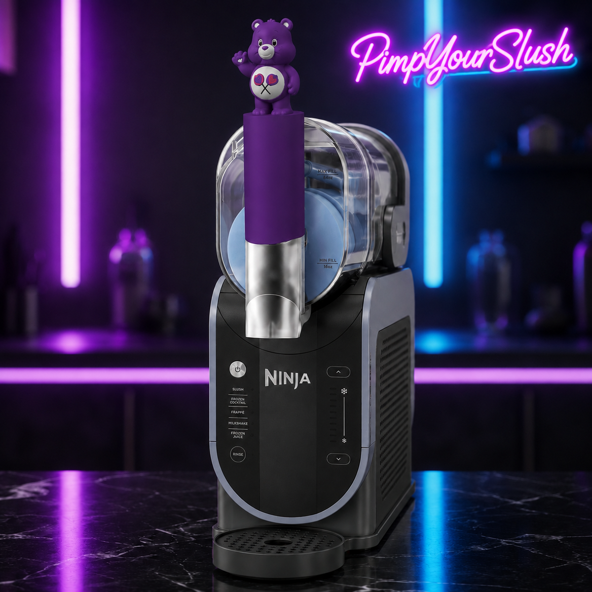 Manchon Ours aux sucettes installé sur Ninja Slush, vue trois quarts gauche